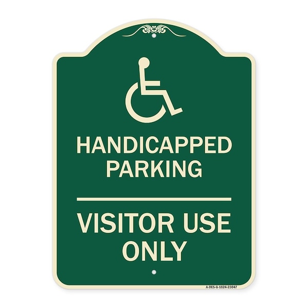 Signmission Reserved Parking Handicapped Parking Visitor Use Heavy-Gauge Aluminum Sign, 24" x 18", G-1824-23047 A-DES-G-1824-23047 - main